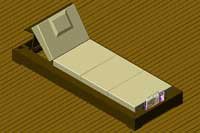 Lit de repos ext�rieur en Teck sur mesure - projet en CAO - t�ti�re relev�e