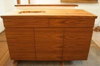 Meuble vasque en placage Teck d'�b�nisterie